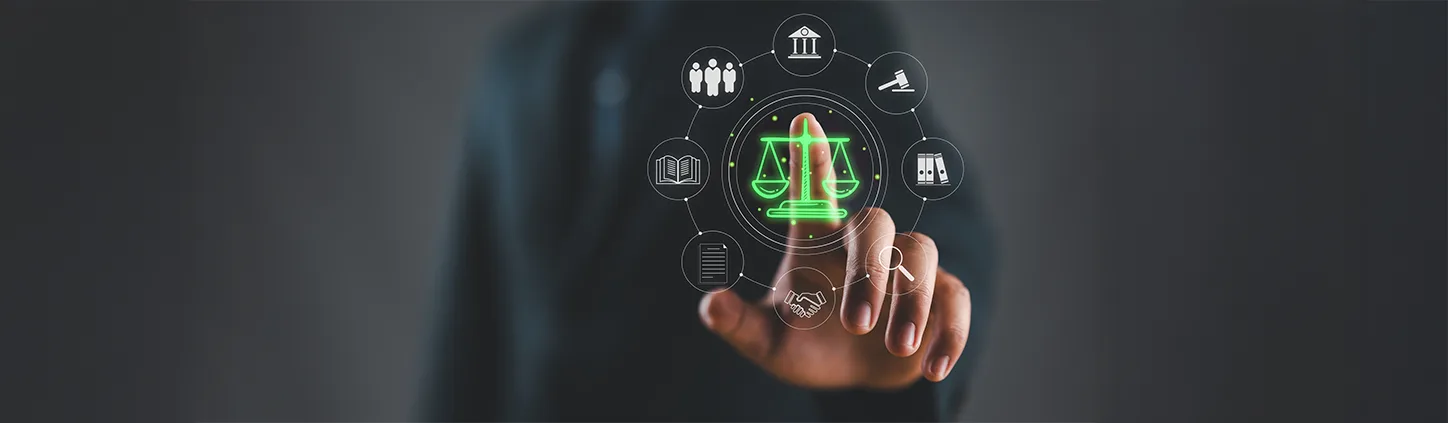 Balança da justiça com o marco legal da IA