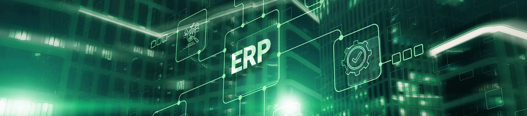 Gráfico tecnológico em tons de verde destacando a conexão entre assinatura eletrônica e ERP para otimizar a gestão e os processos corporativos.